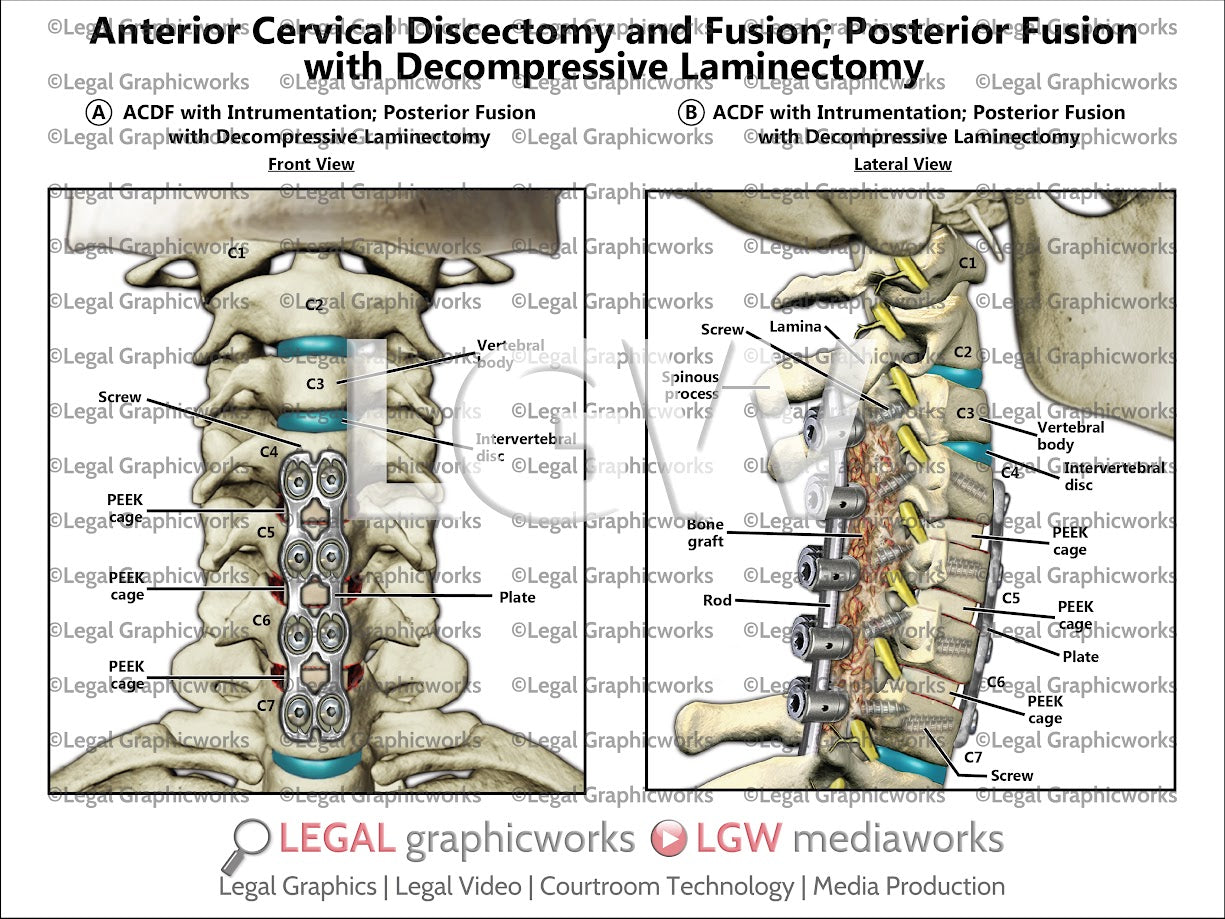 Anterior Cervical Discectomy and Fusion; Posterior Fusion with Decompressive Laminectomy