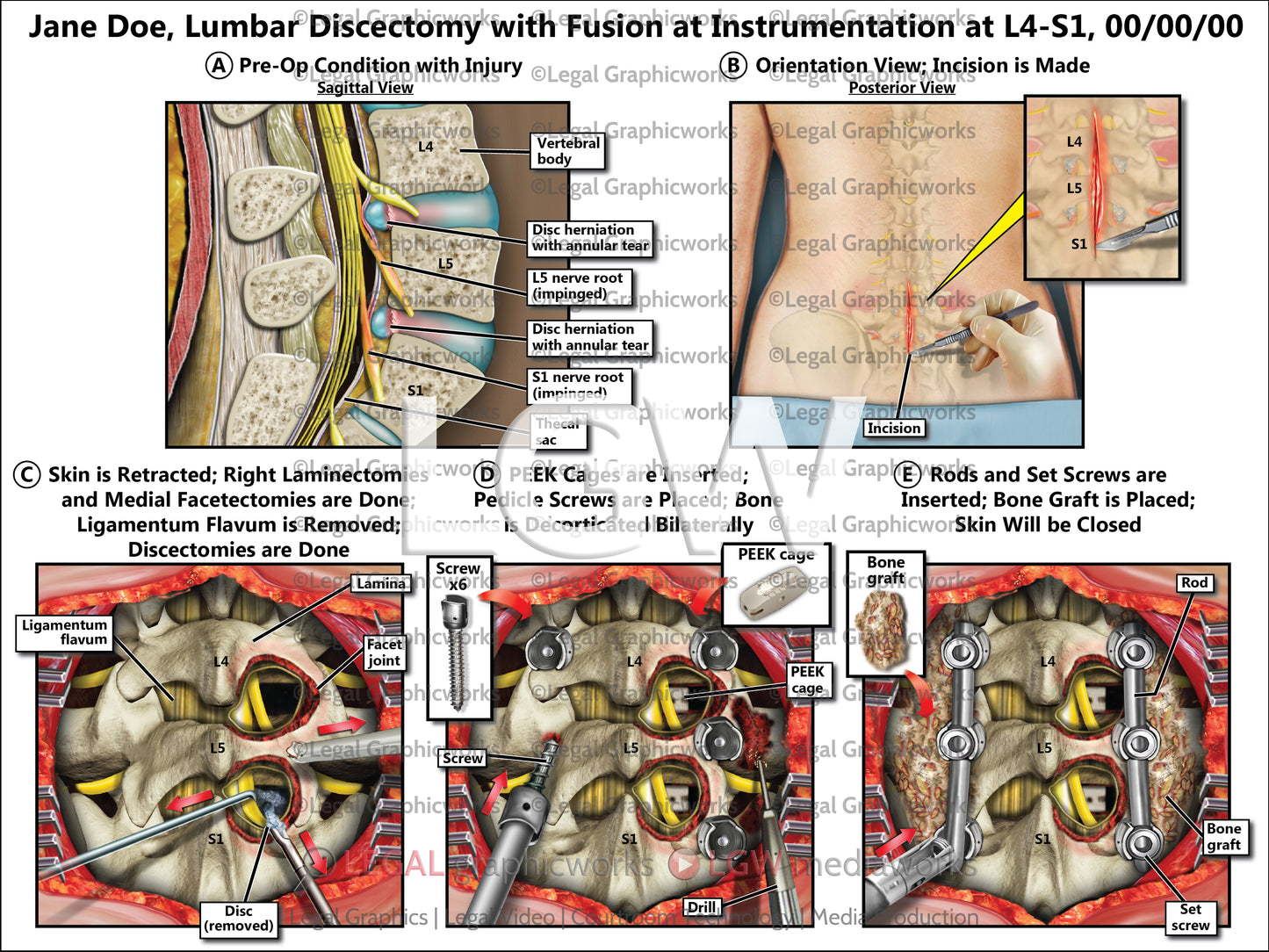 Lumbar Discectomy with Fusion at Instrumentation at L4-S1