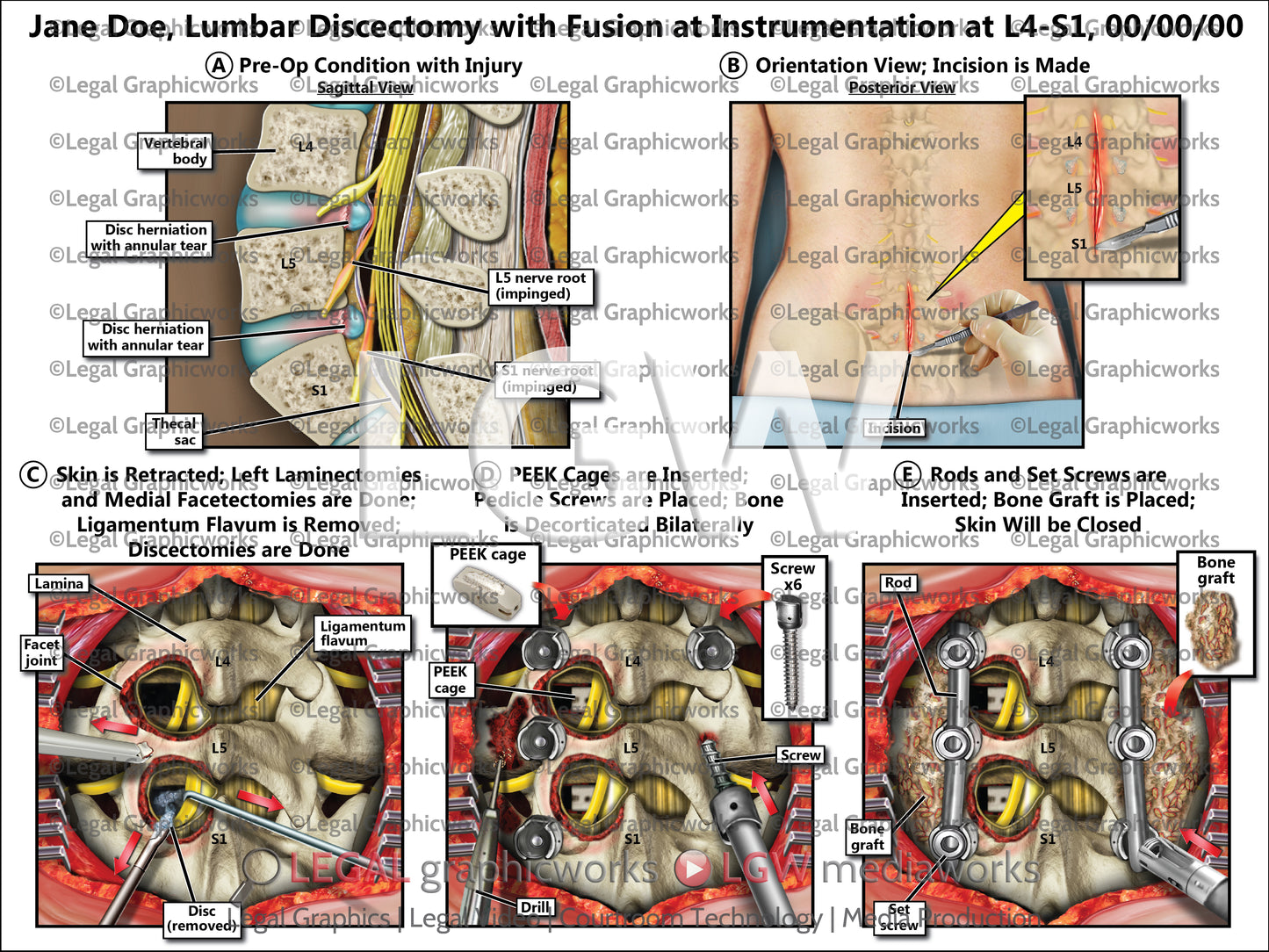 Lumbar Discectomy with Fusion at Instrumentation at L4-S1