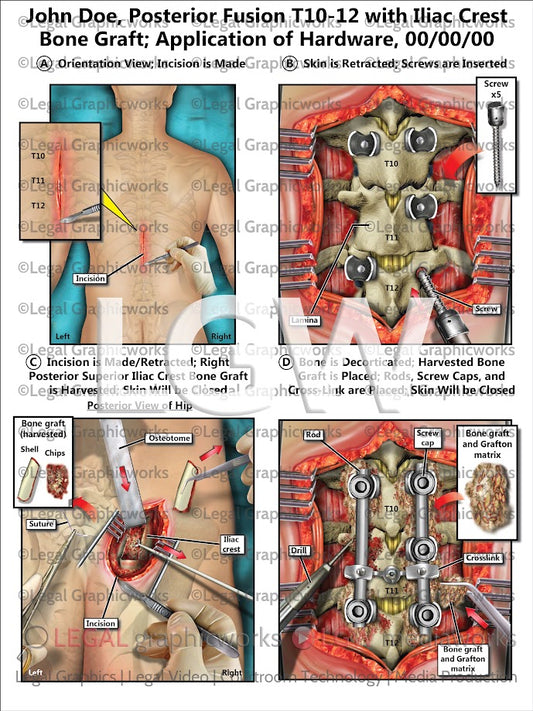 Posterior Fusion T10-12 with Iliac Crest Bone Graft; Application of Hardware