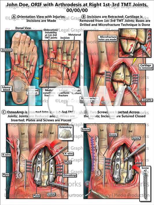 ORIF with Arthrodesis at Right 1st-3rd TMT Joints
