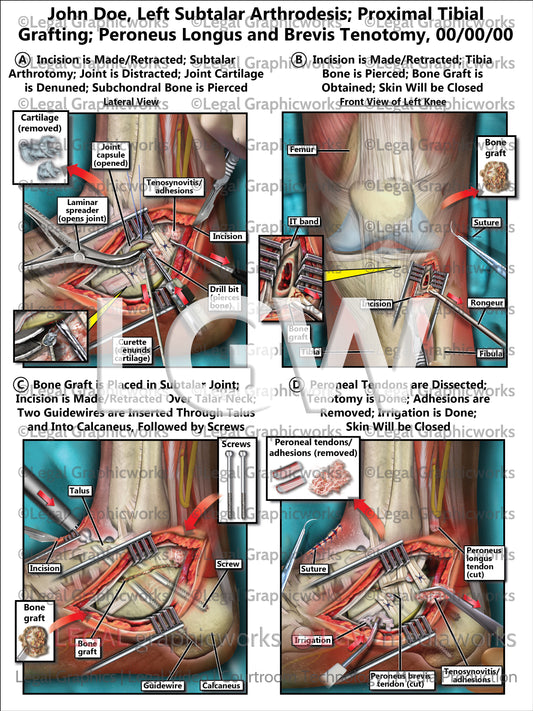 Left Subtalar Arthrodesis; Proximal Tibial Grafting; Peroneus Longus and Brevis Tenotomy