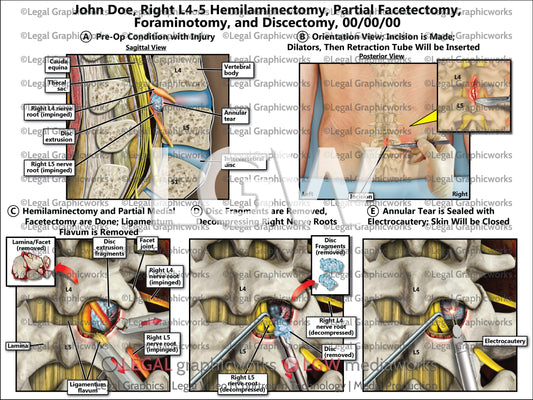 Right L4-5 Hemilaminectomy, Partial Facetectomy, Foraminotomy, and Discectomy
