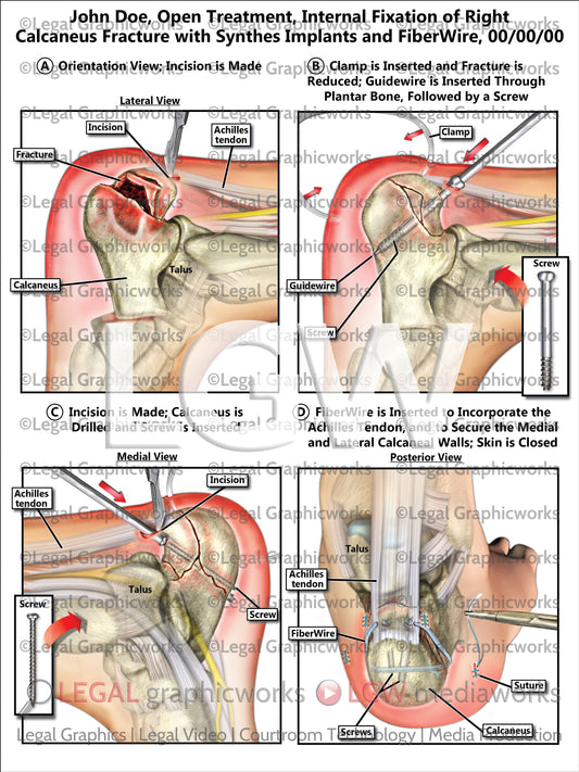 Open Treatment, Internal Fixation of Right Calcaneus Fracture with Synthes Implants and FiberWire