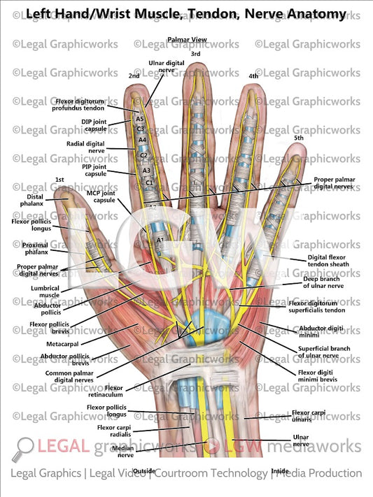Left Hand/Wrist Muscle, Tendon, Nerve Anatomy