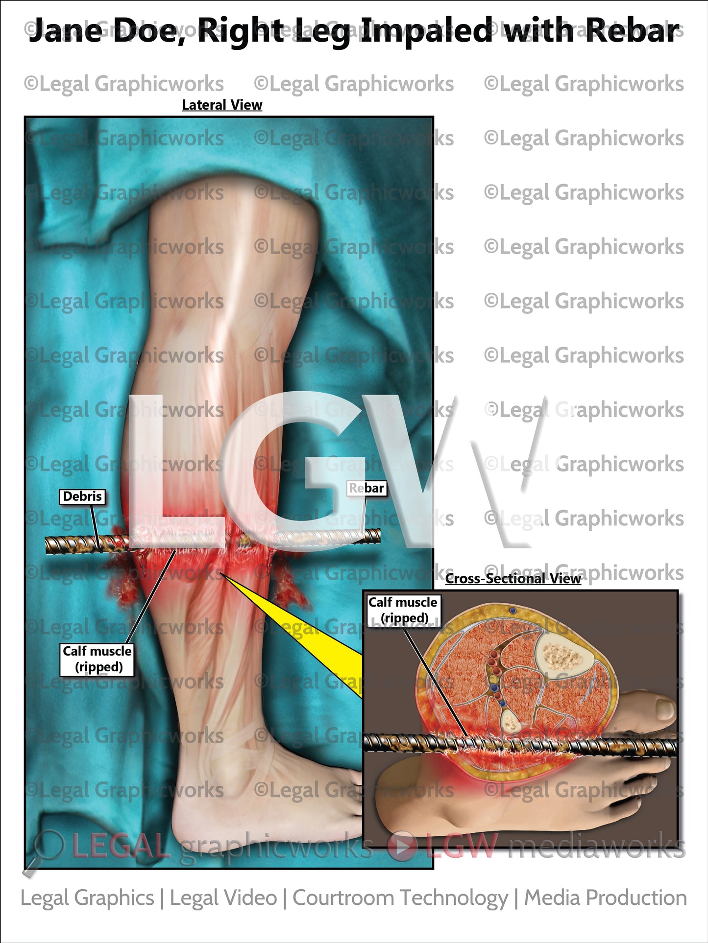 Right Leg Impaled with Rebar