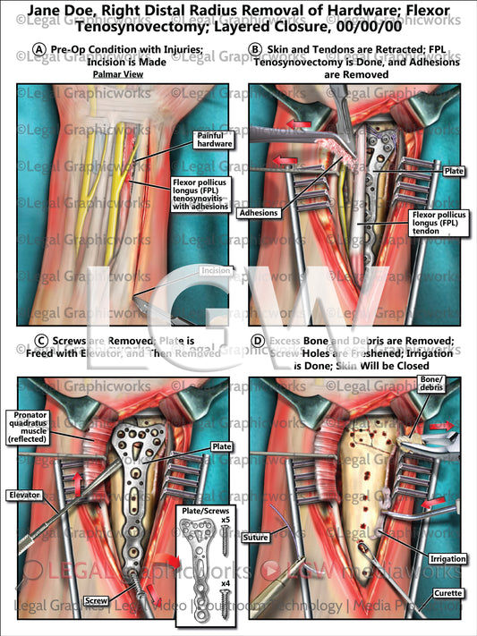 Right Distal Radius Removal of Hardware; Flexor Tenosynovectomy; Layered Closure