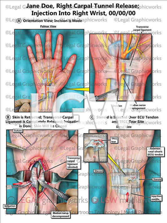 Right Carpal Tunnel Release; Injection into Right Wrist