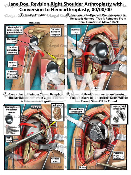 Revision Right Shoulder Arthroplasty with Conversion to Hemiarthroplasty