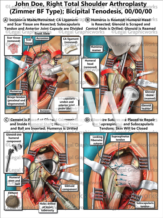 Right Total Shoulder Arthroplasty (Zimmer BF Type); Bicipital Tenodesis