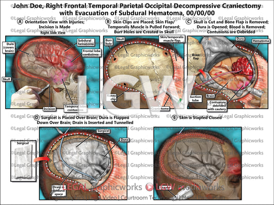 Right Frontal Temporal Parietal Occipital Decompressive Craniectomy with Evacuation of Subdural Hematoma