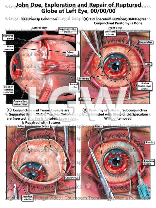 Exploration and Repair of Ruptured Globe at Left Eye
