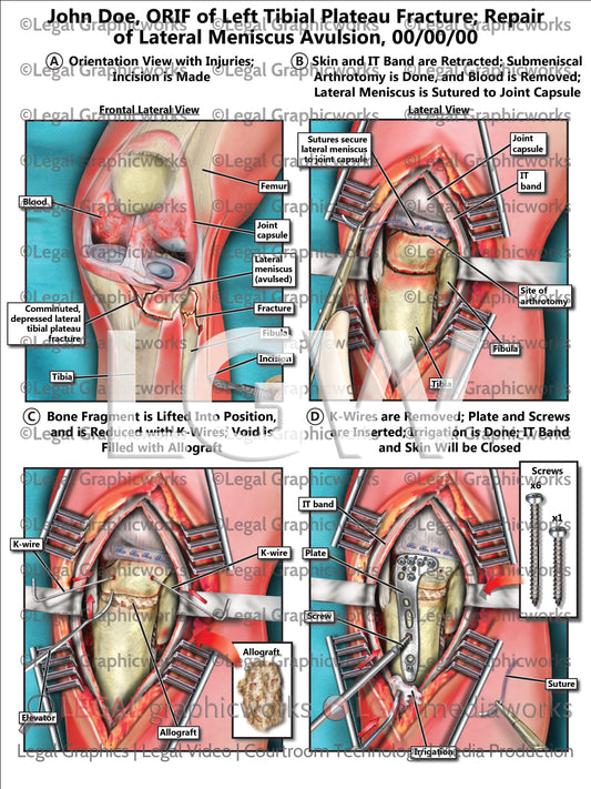 ORIF of Left Tibial Plateau Fracture; Repair of Lateral Meniscus Avulsion