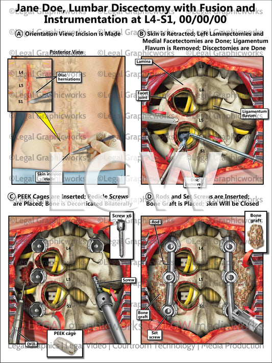 Lumbar Discectomy with Fusion and Instrumentation at L4-S1