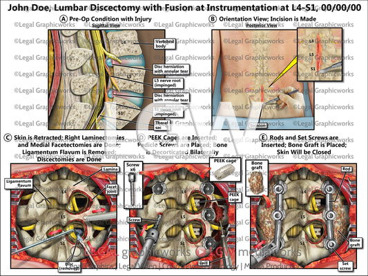 Lumbar Discectomy with Fusion at Instrumentation at L4-S1