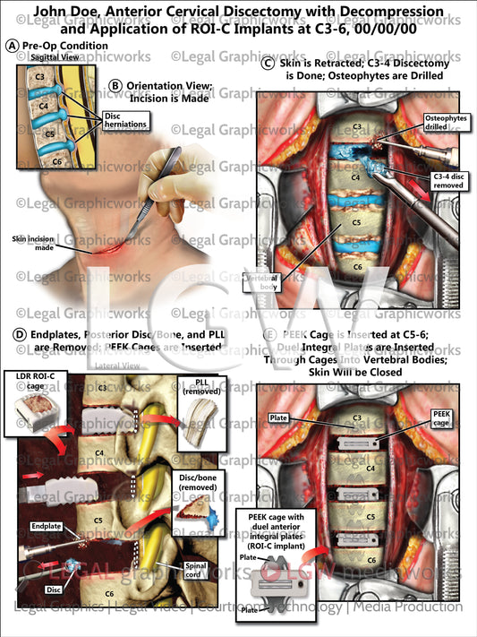 Anterior Cervical Discectomy with Decompression and Application of ROI-C Implants at C3-6
