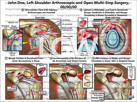 Left Shoulder Arthroscopic and Open Multi-Step Surgery