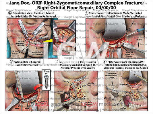 ORIF Right Zygomaticomaxillary Complex Fracture; Right Orbital Floor Repair