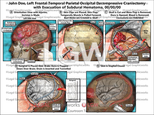 Left Frontal Temporal Parietal Occipital Decompressive Craniectomy with Evacuation of Subdural Hematoma