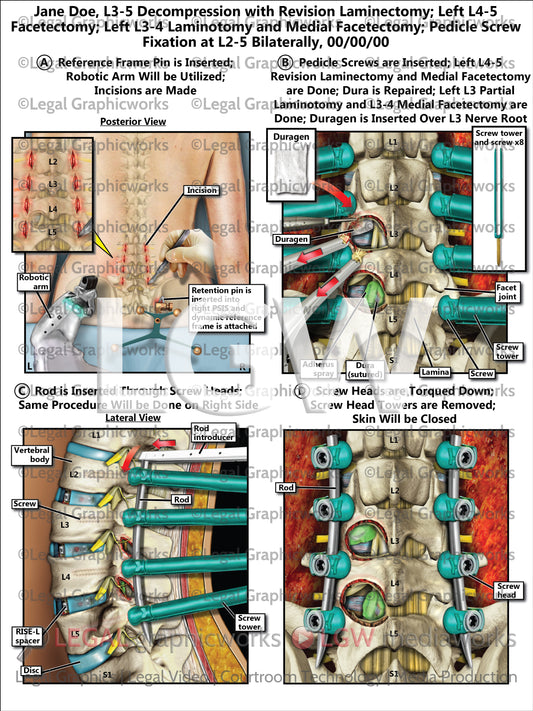 L3-5 Decompression with Revision Laminectomy; Left L4-5 Facetectomy; Left L3-4 Laminotomy and Medial Facetectomy; Pedicle Screw Fixation at L2-5 Bilaterally