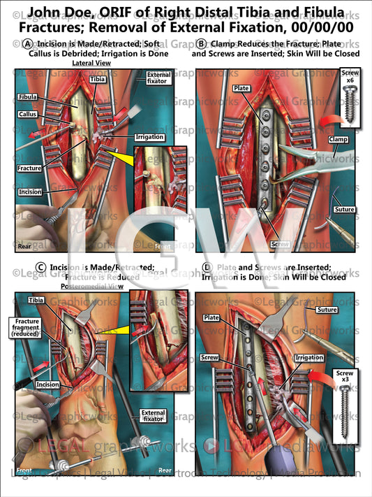 ORIF of Right Distal Tibia and Fibula Fractures; Removal of External Fixation