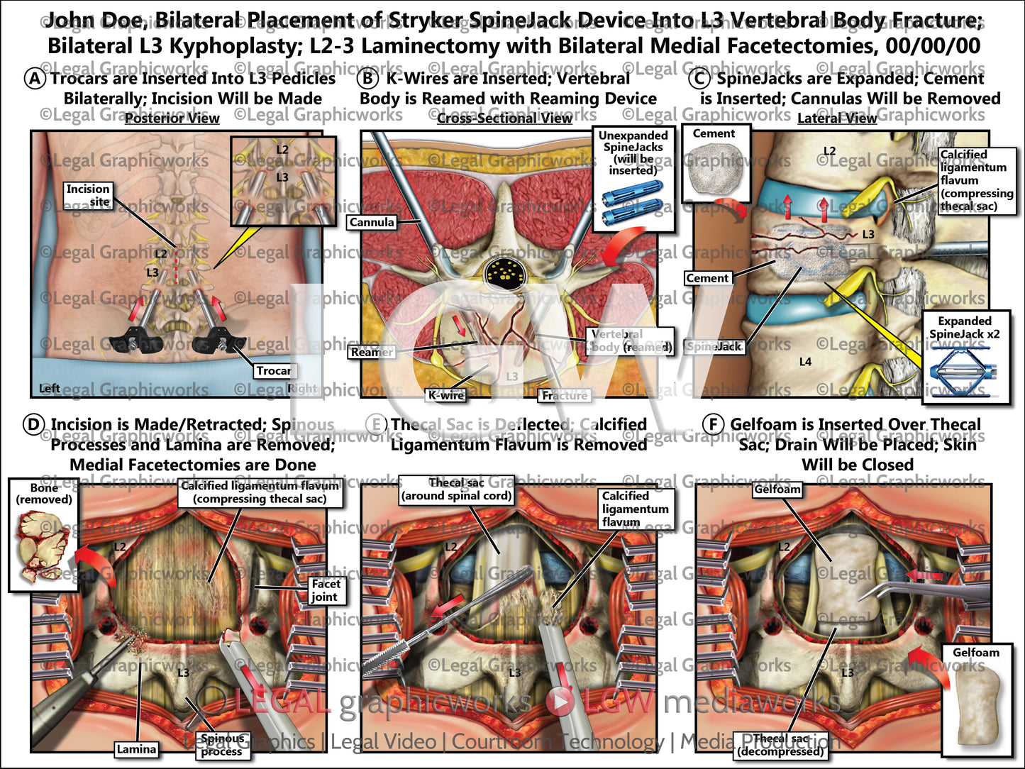 Bilateral Placement of Stryker SpineJack Device Into L3 Vertebral Body Fracture; Bilateral L3 Kyphoplasty; L2-3 Laminectomy with Bilateral Medial Facetectomies