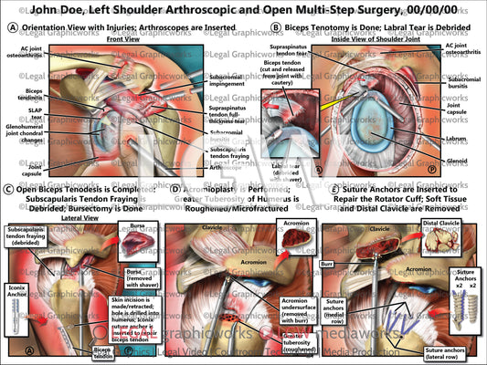 Left Shoulder Arthroscopic and Open Multi-Step Surgery