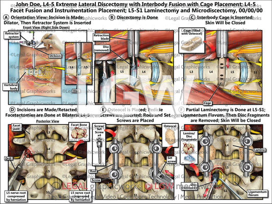 L4-5 Extreme Lateral Discectomy with Interbody Fusion with Cage Placement; L4-5 Facet Fusion and Instrumentation Placement; L5-S1 Laminectomy and Microdiscectomy