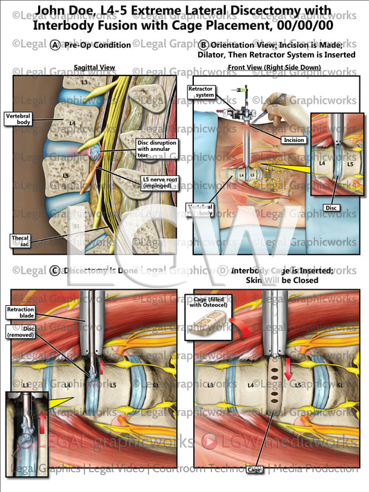 L4-5 Extreme Lateral Discectomy with Interbody Fusion with Cage Placement