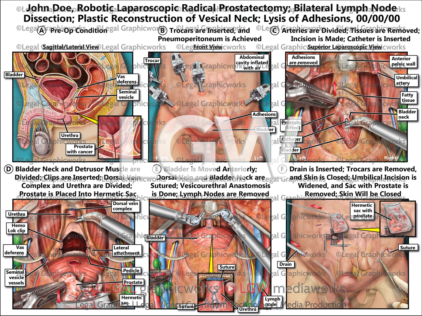 Robotic Laparoscopic Radical Prostatectomy; Bilateral Lymph Node Dissection; Plastic Reconstruction of Vesical Neck; Lysis of Adhesions