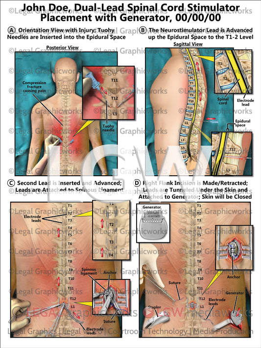 Dual-Lead Spinal Cord Stimulator Placement with Generator