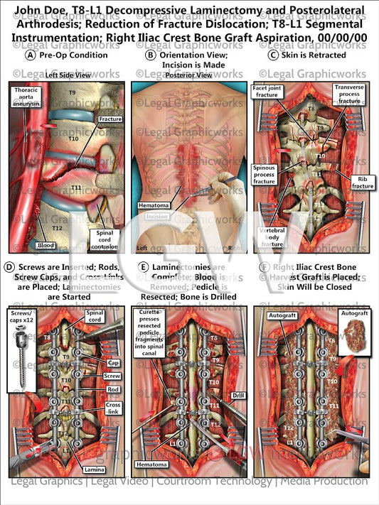 T8-L1 Decompressive Laminectomy and Posterolateral Arthrodesis; Reduction of Fracture Dislocation; T8-L1 Segmental Instrumentation; Right Iliac Crest Bone Graft Aspiration