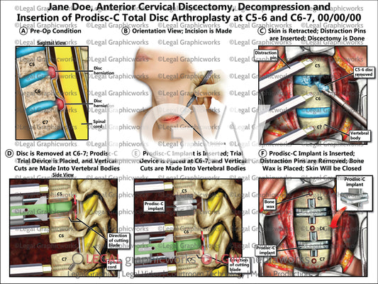 Anterior Cervical Discectomy, Decompression and Insertion of Prodisc-C Total Disc Arthroplasty at C5-6 and C6-7