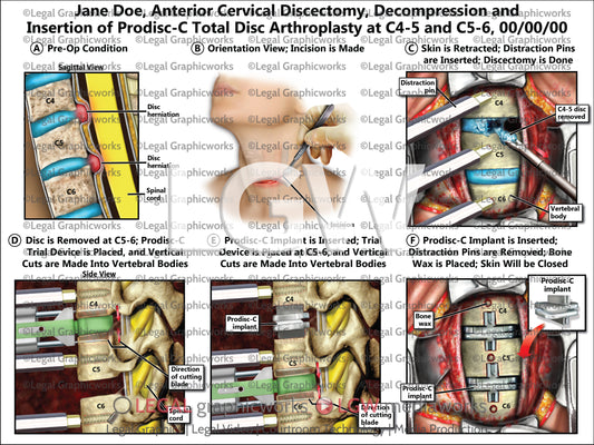 Anterior Cervical Discectomy, Decompression and Insertion of Prodisc-C Total Disc Arthroplasty at C4-5 and C5-6
