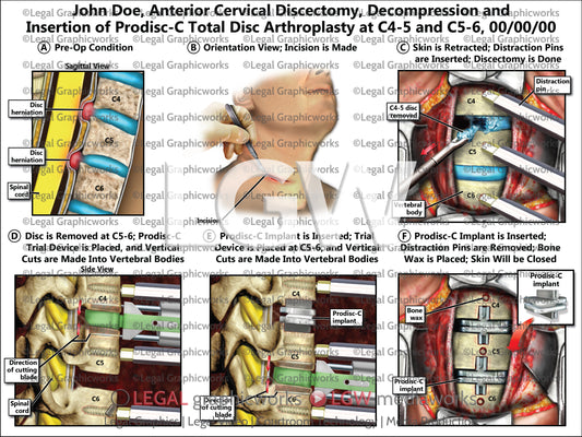 Anterior Cervical Discectomy, Decompression and Insertion of Prodisc-C Total Disc Arthroplasty at C4-5 and C5-6