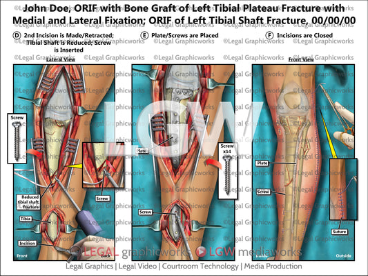 ORIF with Bone Graft of Left Tibial Plateau Fracture with Medial and Lateral Fixation; ORIF of Left Tibial Shaft Fracture