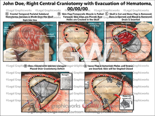 Right Central Craniotomy with Evacuation of Hematoma