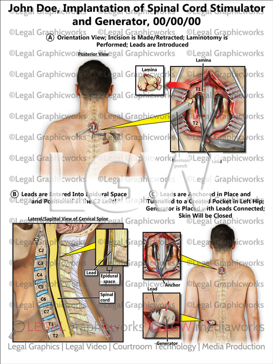 Implantation of Spinal Cord Stimulator and Generator