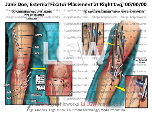 External Fixator Placement at Right Leg