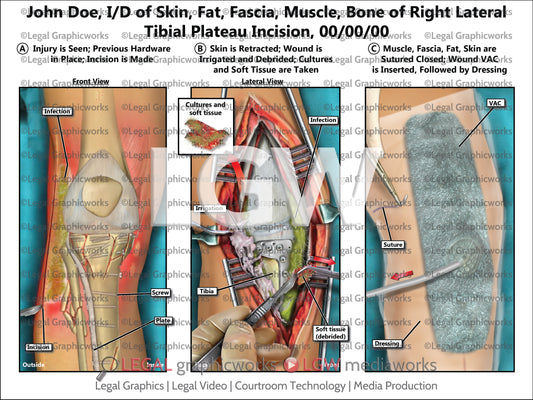 I/D of Skin, Fat, Fascia, Muscle, Bone of Right Lateral Tibial Plateau Incision