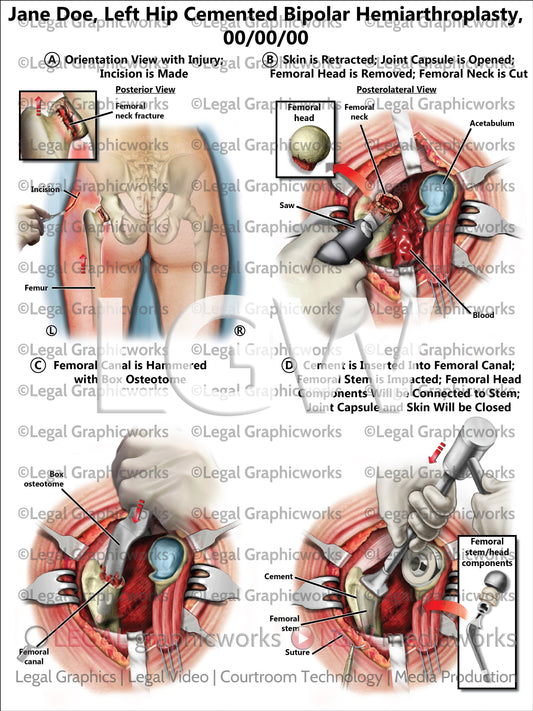 Left Hip Cemented Bipolar Hemiarthroplasty