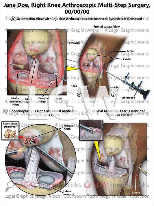 Right Knee Arthroscopic Multi-Step Surgery